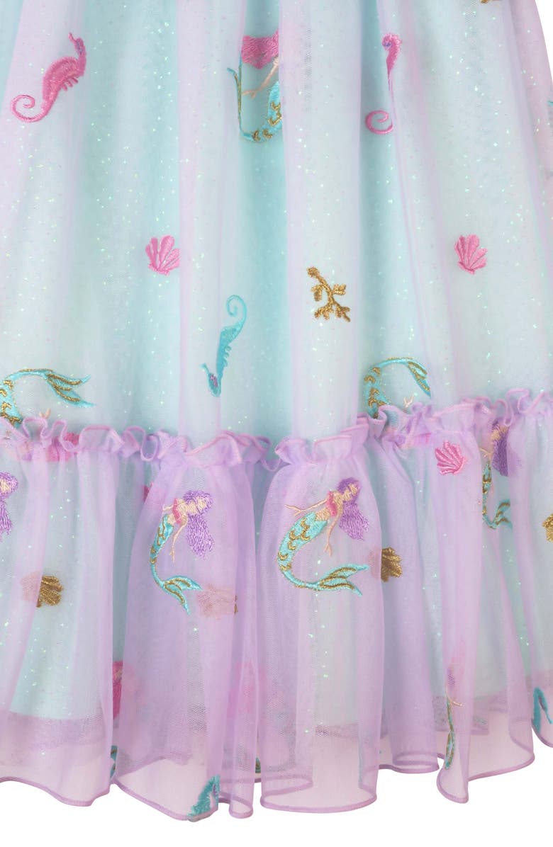 Zunie Kids' Mermaid Appliqué Tier Dress, Alternate, color, Aqua/Lilac
