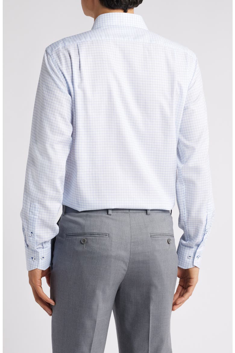 Trim Fit Textured Windowpane Check Cotton Dress Shirt, Alternate, color, LIGHT BLUE