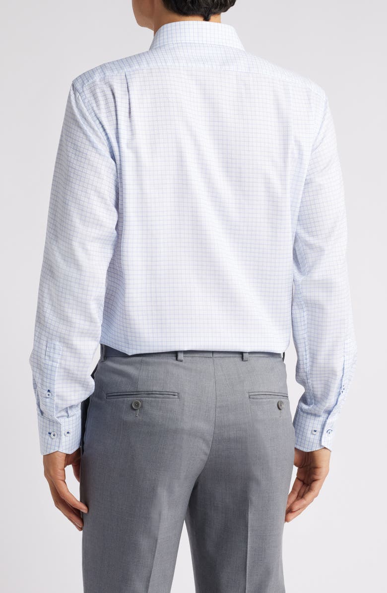 Lorenzo Uomo Trim Fit Textured Windowpane Check Cotton Dress Shirt, Alternate, color, Light Blue