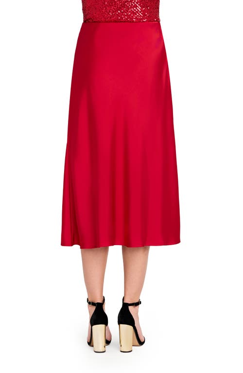 Tahari Asl Satin Maxi Skirt In Burgundy