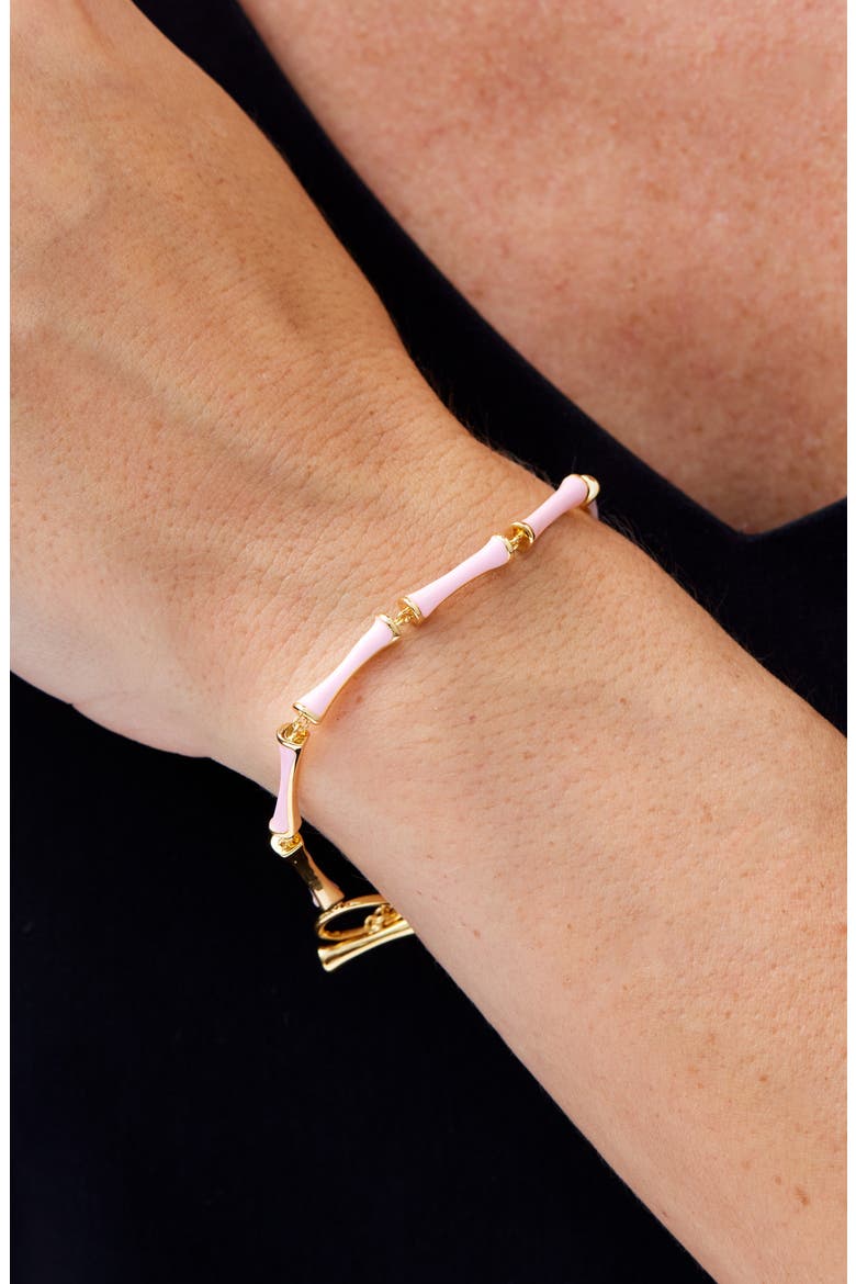 Modern Bamboo Link Bracelet, Alternate, color, GOLD/ PINK