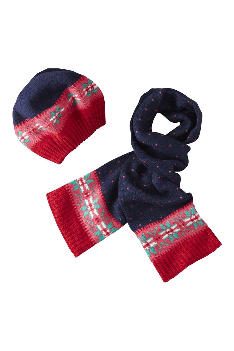 Fair Isle Beret & Scarf, Main, color, NAVY