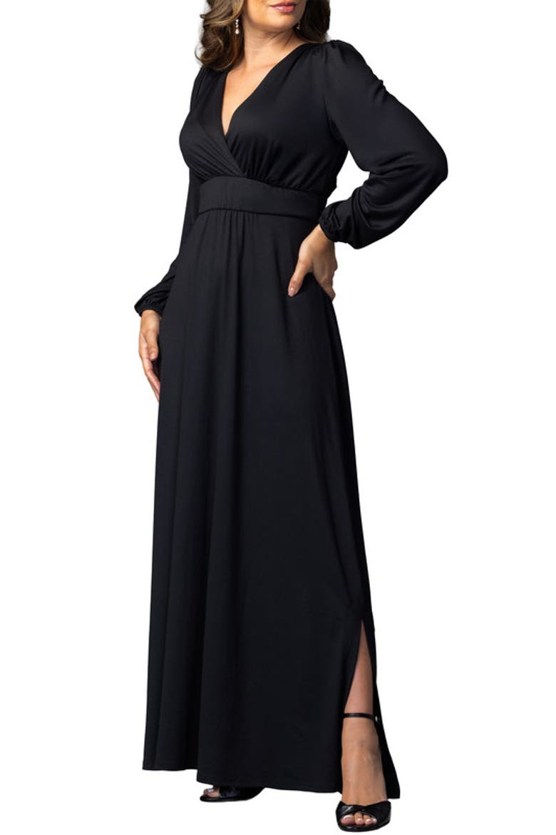 Kelsey Long Sleeve Maxi Dress, Alternate, color, Black Noir
