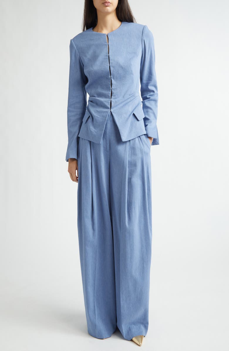 Lela Rose High Waist Wide Leg Pants, Alternate, color, Bluebell