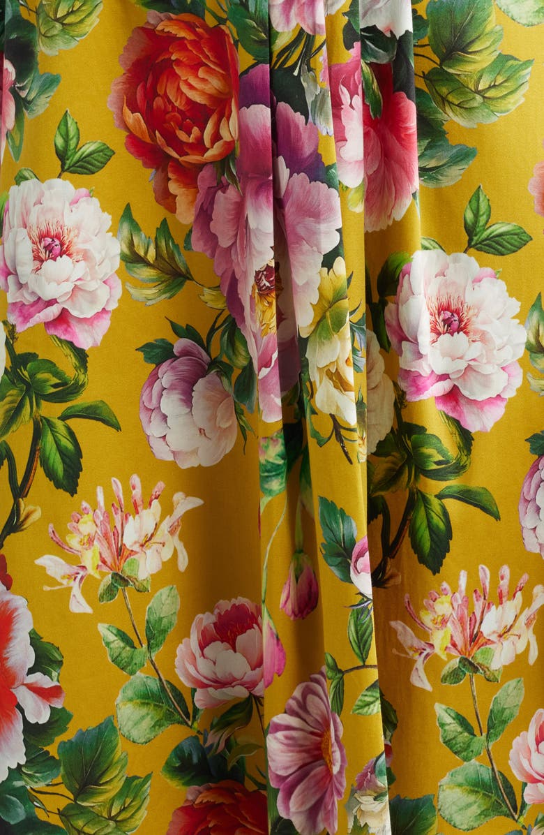 Tahari ASL Floral Print Fit & Flare Sundress, Alternate, color, Mustard Floral