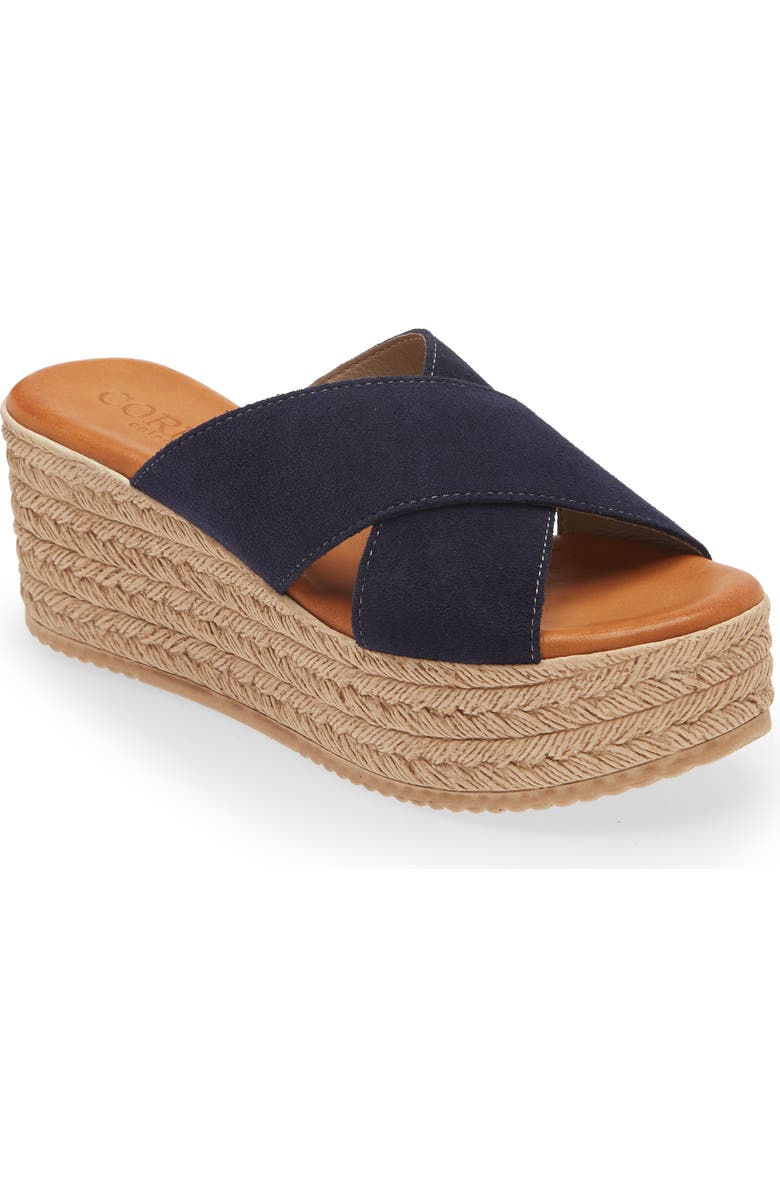 Cordani Bella Espadrille Wedge Sandal, Main, color, Navy Suede