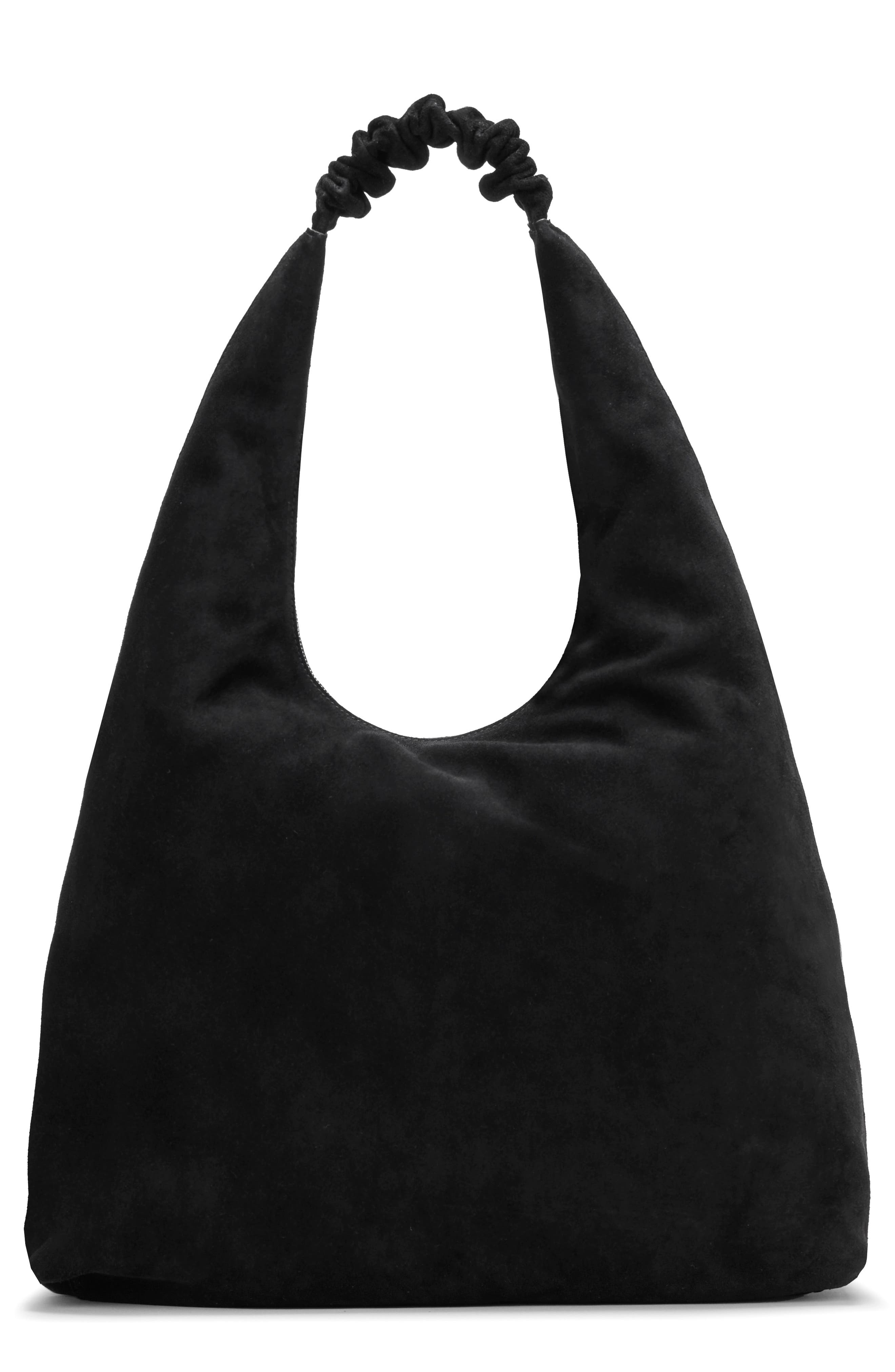 Reformation Willow Tote Bag, Main, color, Black Suede