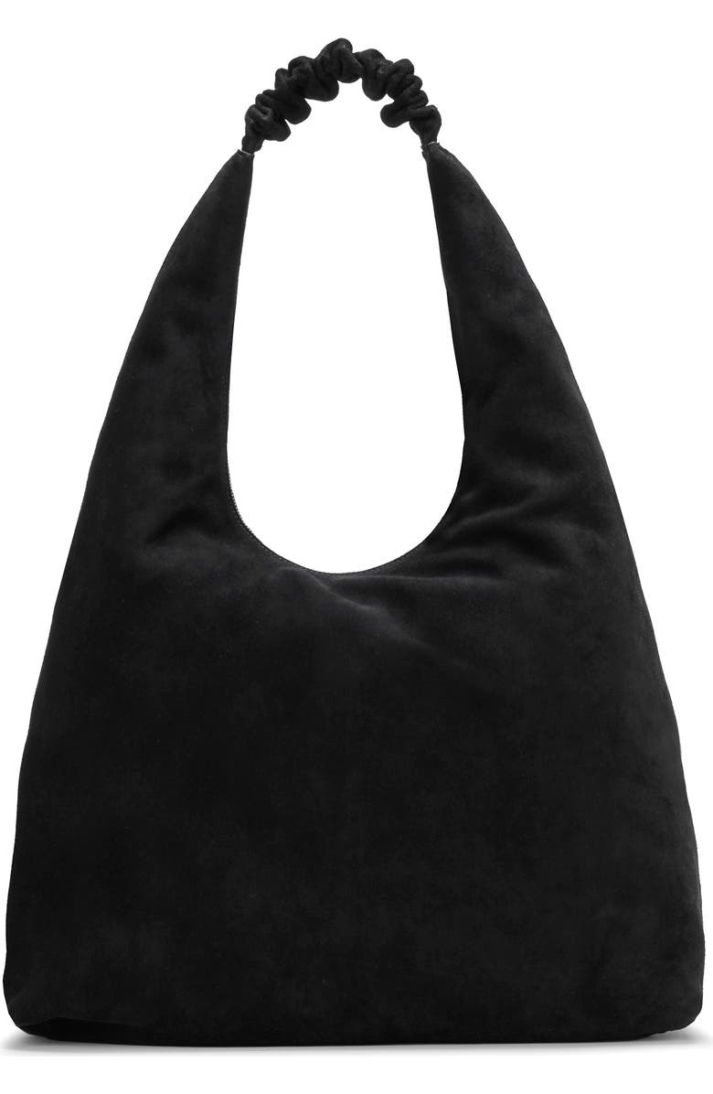 Reformation Willow Tote Bag, Main, color, Black Suede