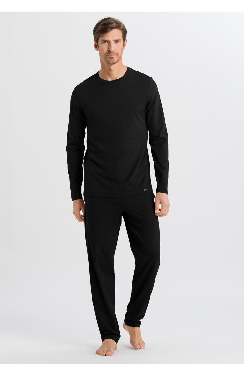 Hanro Night And Day Cotton Drawstring Pants, Alternate, color, Black