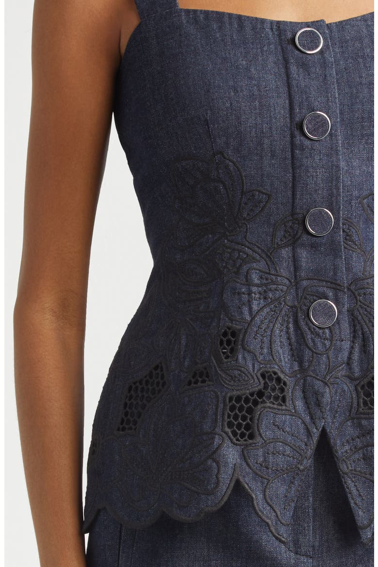 Mirielle Eyelet Chambray Top, Alternate, color, INDIGO RINSE