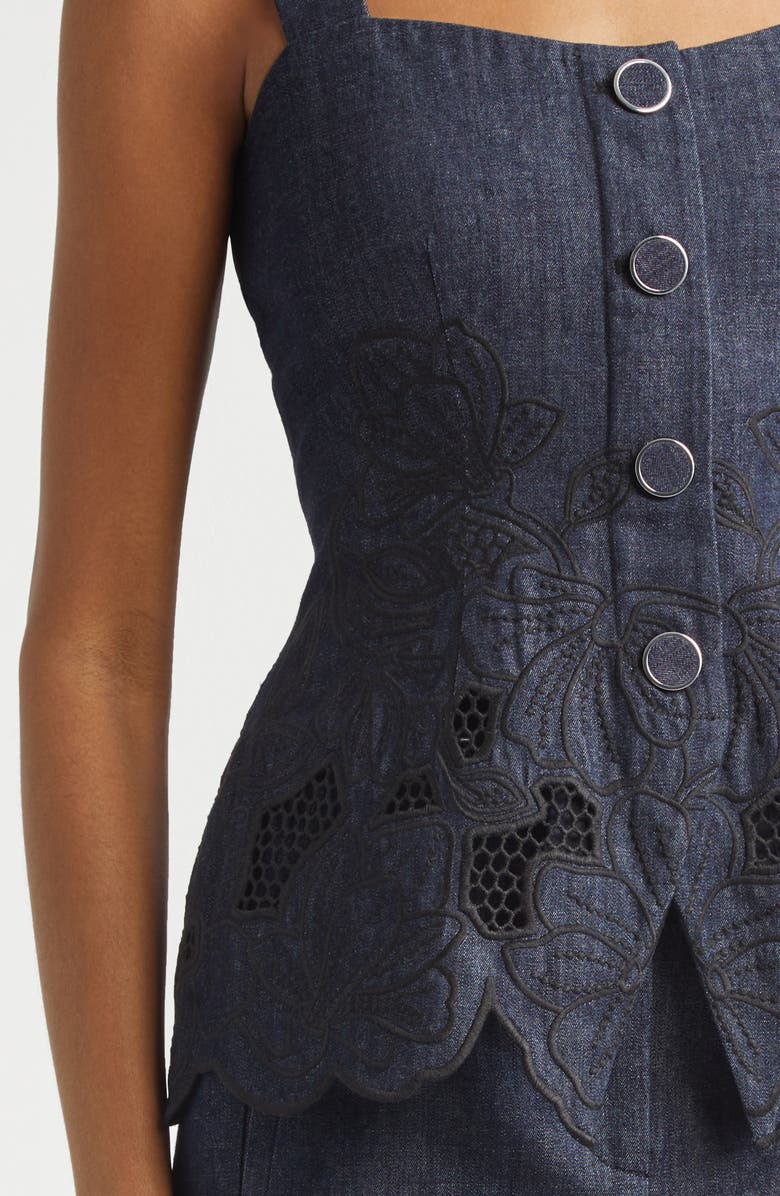 Veronica Beard Mirielle Eyelet Chambray Top, Alternate, color, Indigo Rinse