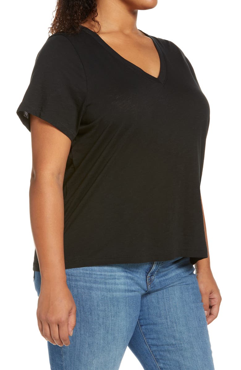 Madewell Whisper Cotton V-Neck T-Shirt, Alternate, color, True Black