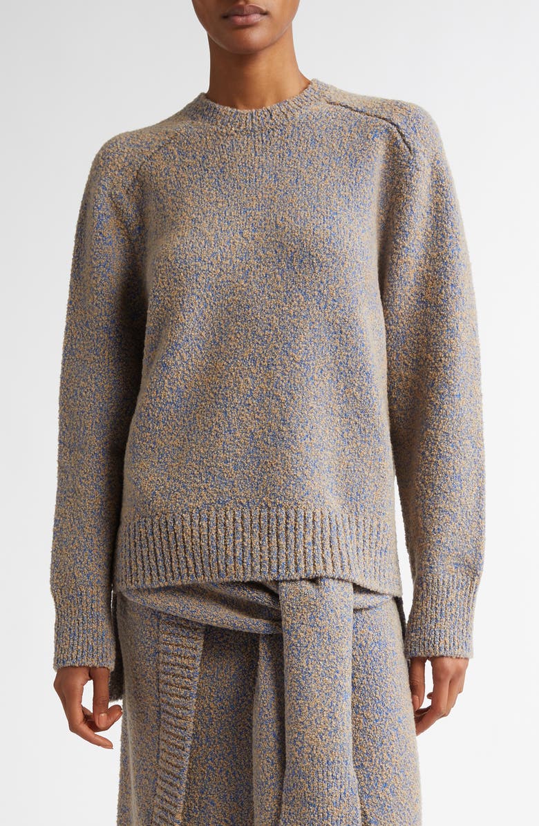 Rabanne High-Low Virgin Wool Blend Crewneck Sweater, Main, color, 