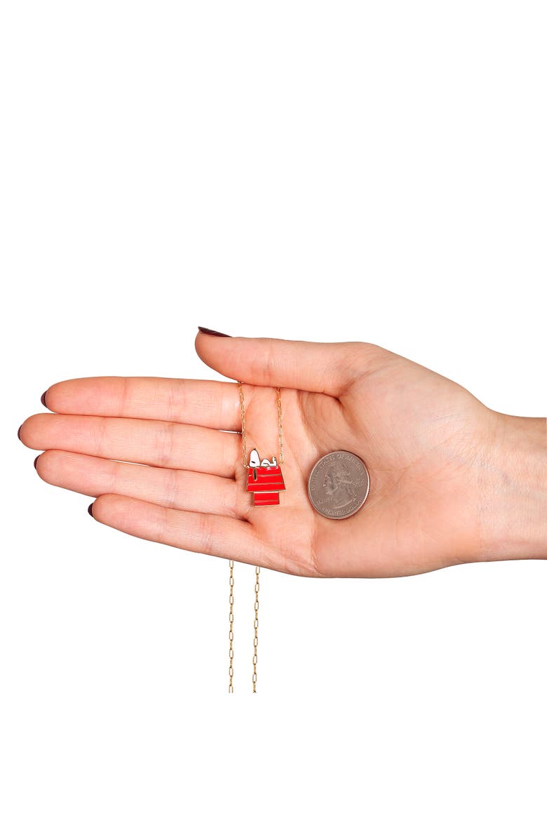 PEANUTS Snoopy Sleeping On Doghouse Sterling Silver Enamel Necklace, Alternate, color, Multicolor