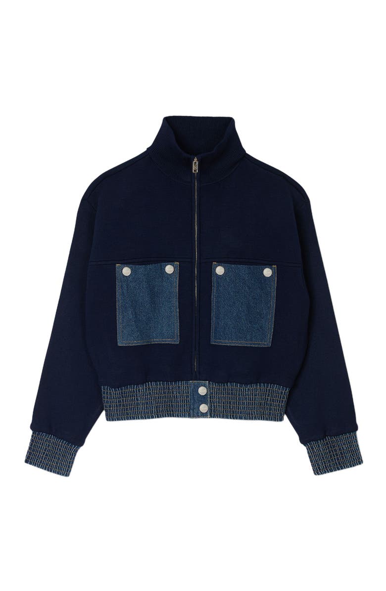 SANDRO Knit and denim coatigan, Alternate, color, 