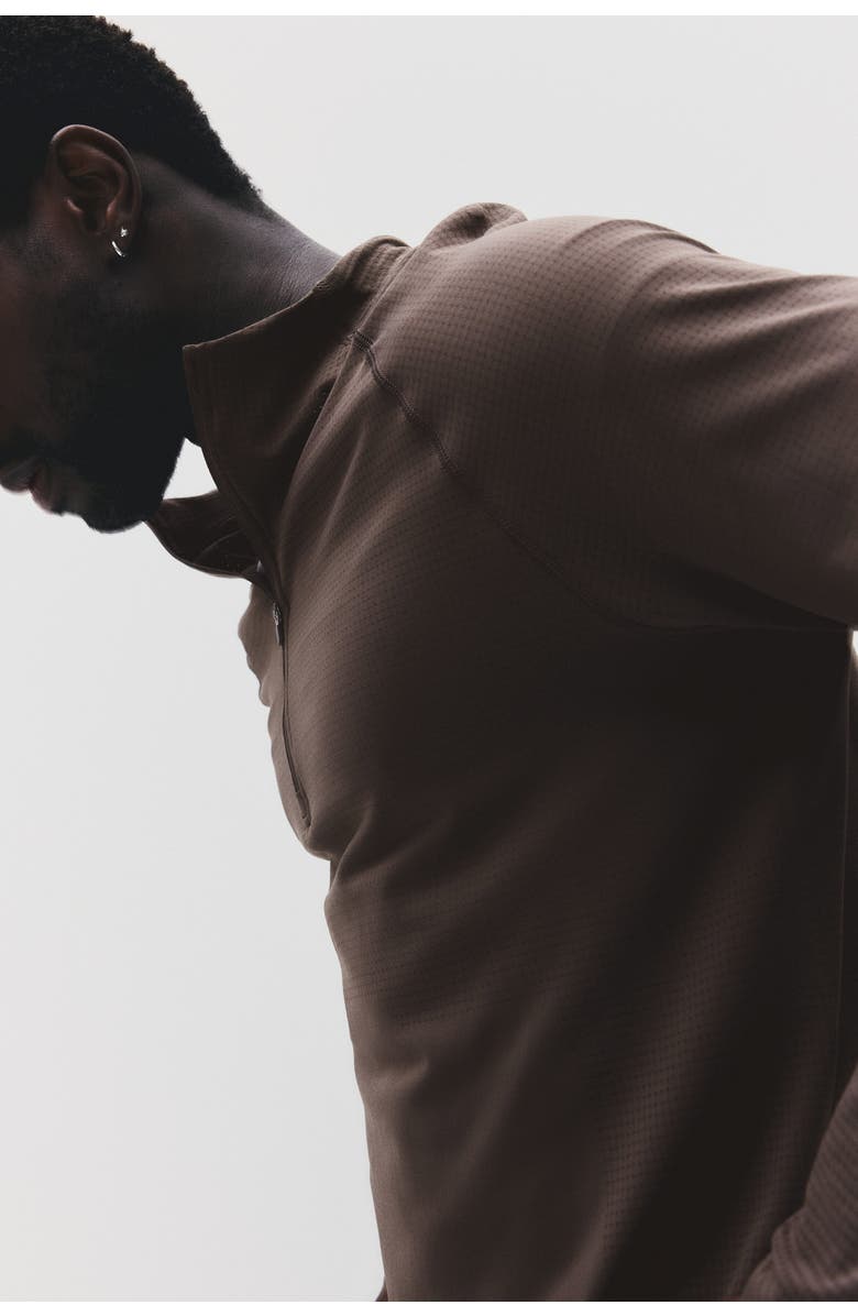 H&M Muscle Fit Zip Top Sports Top With Drymove, Alternate, color, Brown