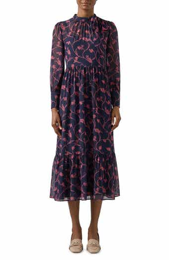 Selina Floral Long Sleeve Georgette Midi Dress