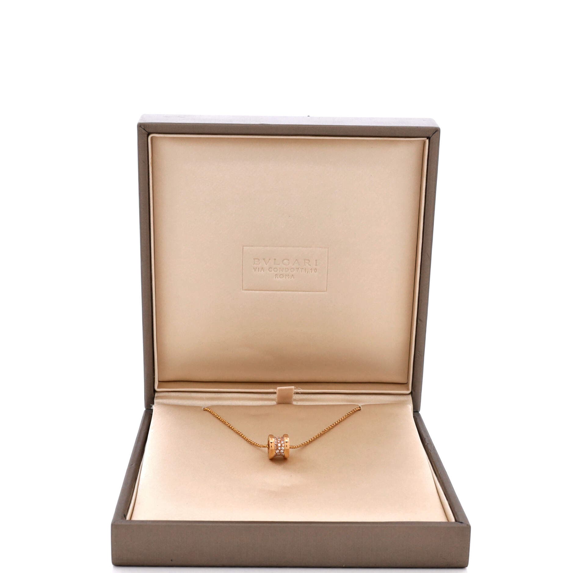 B.Zero1 Pendant Necklace 18K Rose Gold with Pave Diamonds Mini, Alternate, color, Metallic Gold