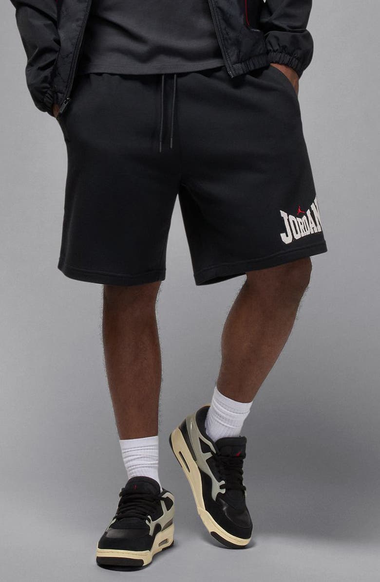 Jordan Brooklyn 9-Inch Logo Sweat Shorts, Main, color, Black/ White