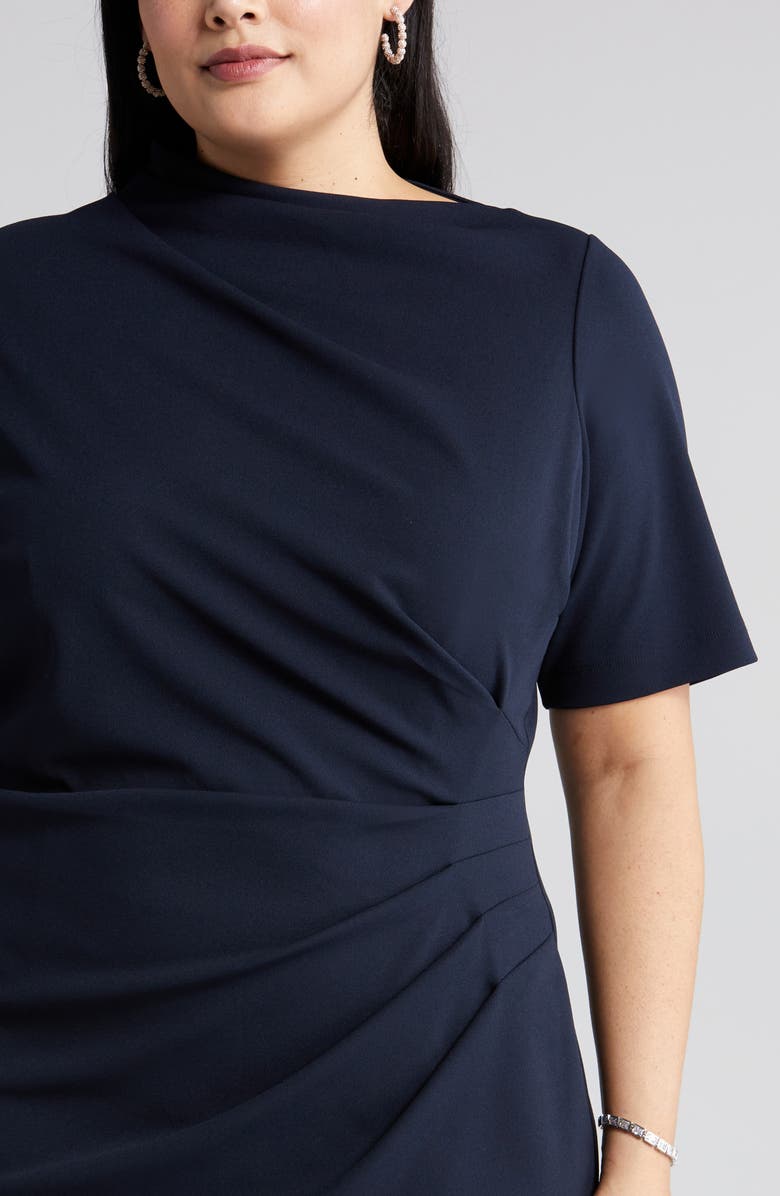 Maggy London Drape Midi Sheath Dress, Alternate, color, 