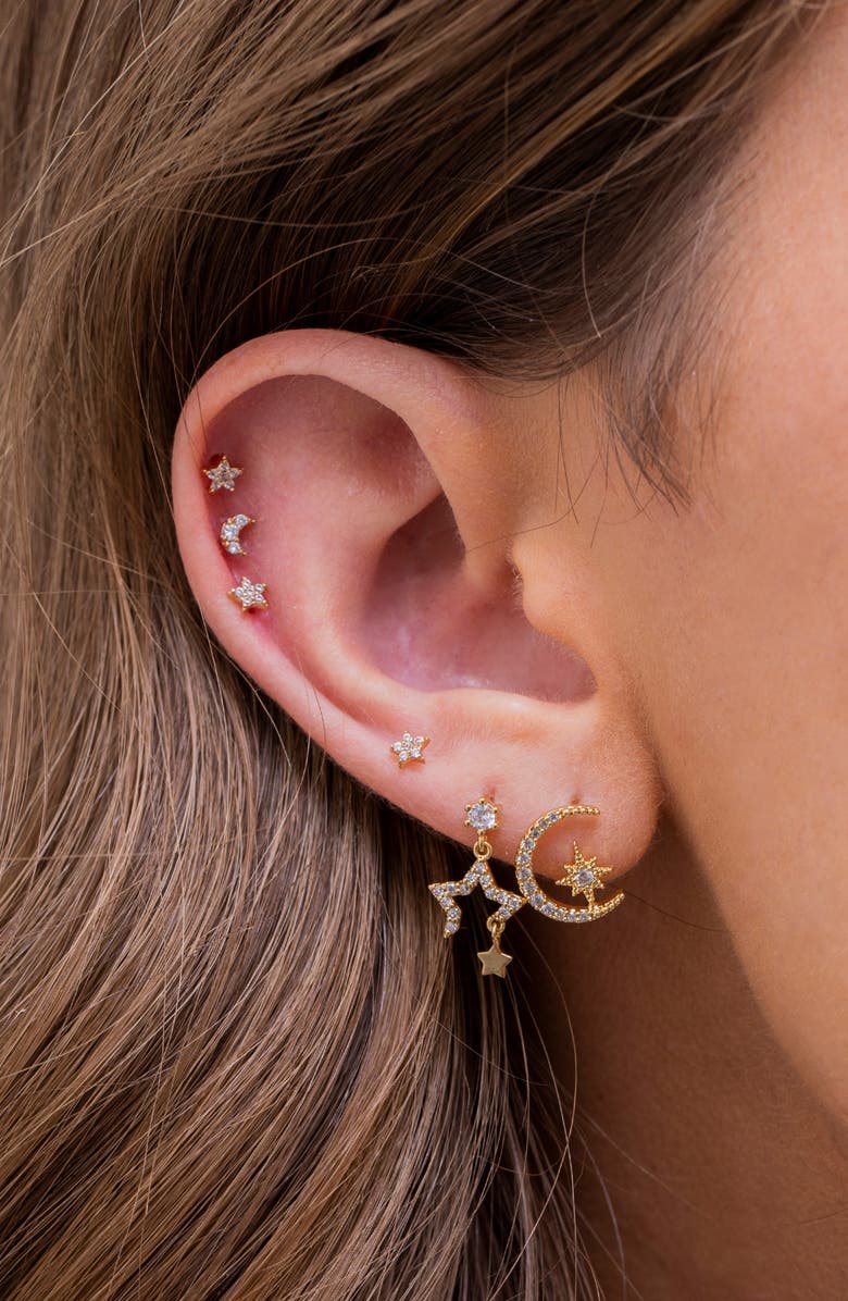 Girls Crew Teeny Tiny Star Studs, Alternate, color, Gold