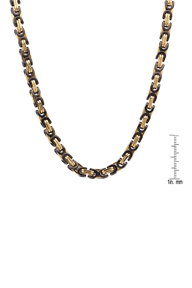 Men's Two-Tone 18K Gold Plated Stainless Steel 24" Byzantine Chain Necklace, Alternate, color, TWO TONE