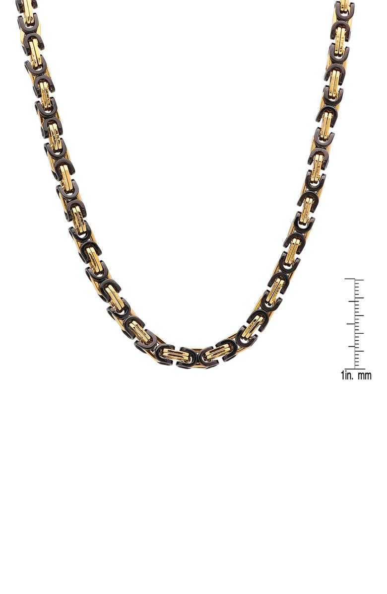 HMY JEWELRY Men's Two-Tone 18K Gold Plated Stainless Steel 24" Byzantine Chain Necklace, Alternate, color, 