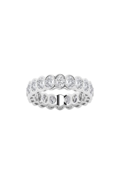 Oval Lab Created Diamond Half Bezel Eternity Band Ring - 3ct.