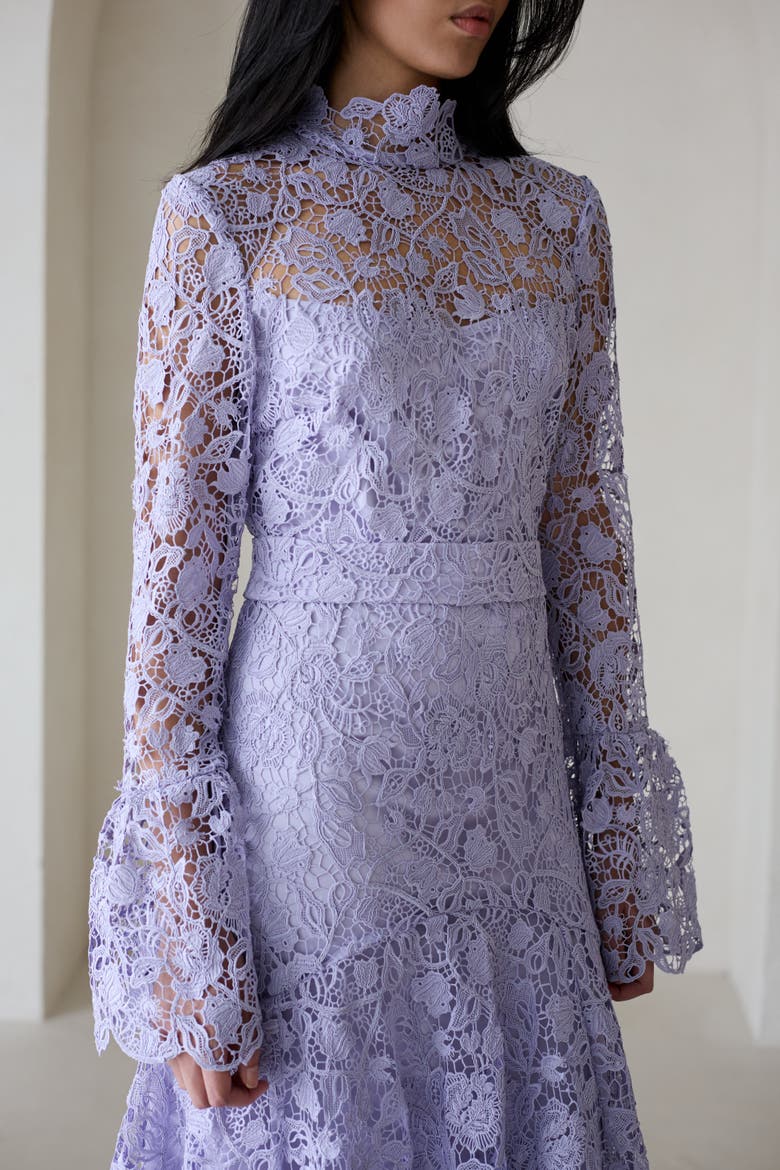 Leila High Neck Lace Dress Lilac, Alternate, color, Lilac