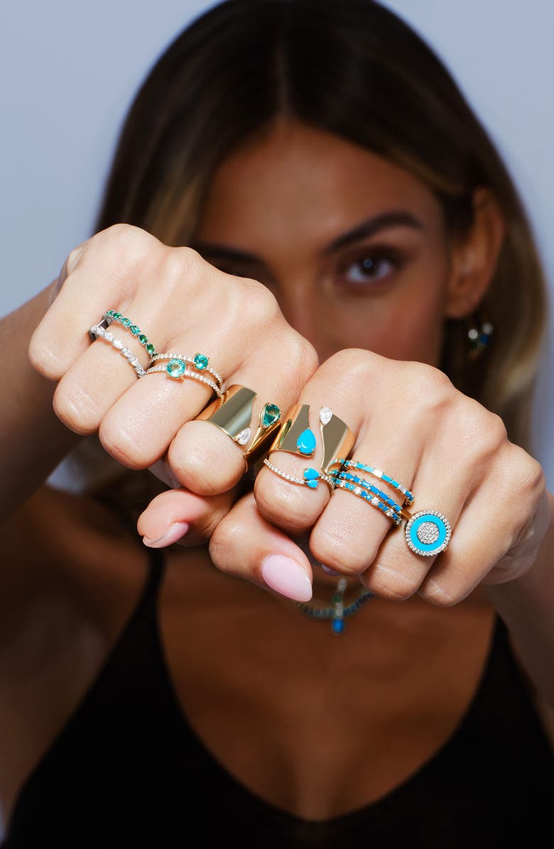 LANA 14K Gold Emerald & Diamond Band Ring, Alternate, color, White Gold