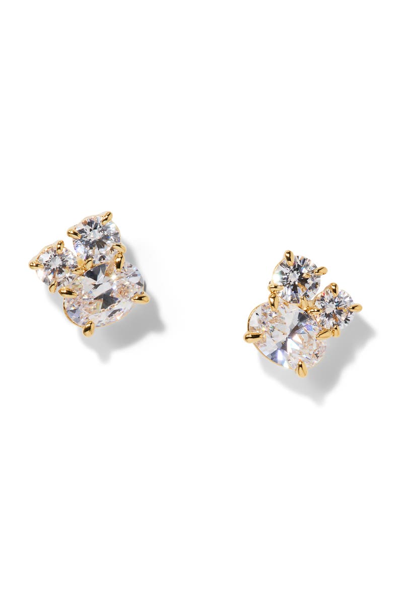Stellar Cluster Stud Earrings, Main, color, GOLD/ CLEAR