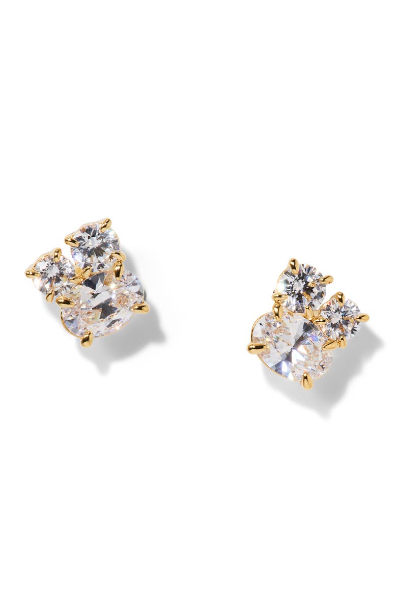 Nadri Stellar Cluster Stud Earrings, Main, color, Gold/ Clear