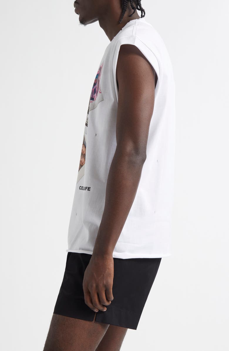 Dolce&Gabbana Postcard Print Distressed Cotton Muscle Tee, Alternate, color, Bianco Ottico