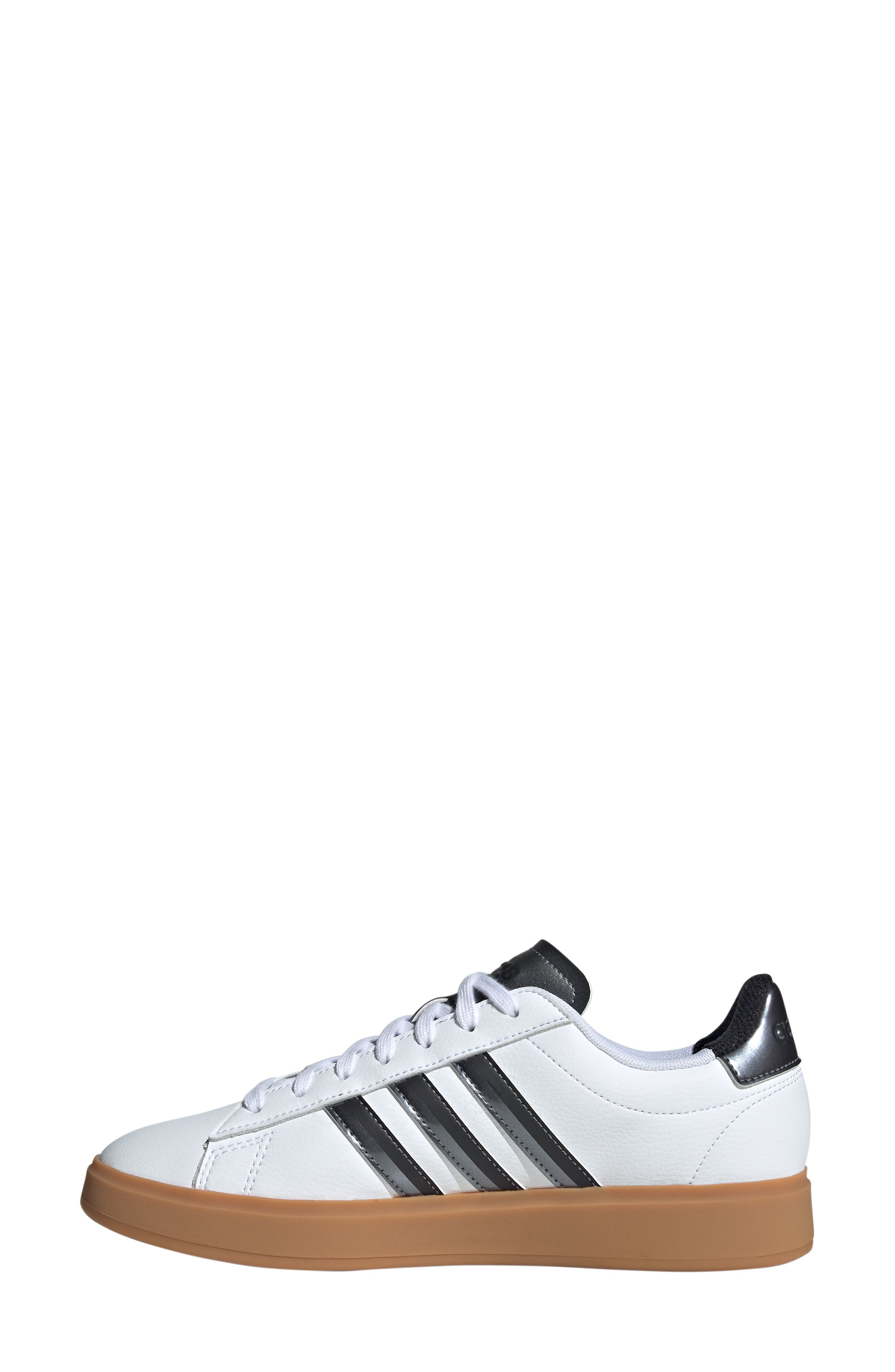 adidas Grand Court 2.0 Sneaker, Alternate, color, White/ Iron Metallic/ Black