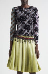 Chopova Lowena Picnic Plaid Flocked Mesh T-Shirt