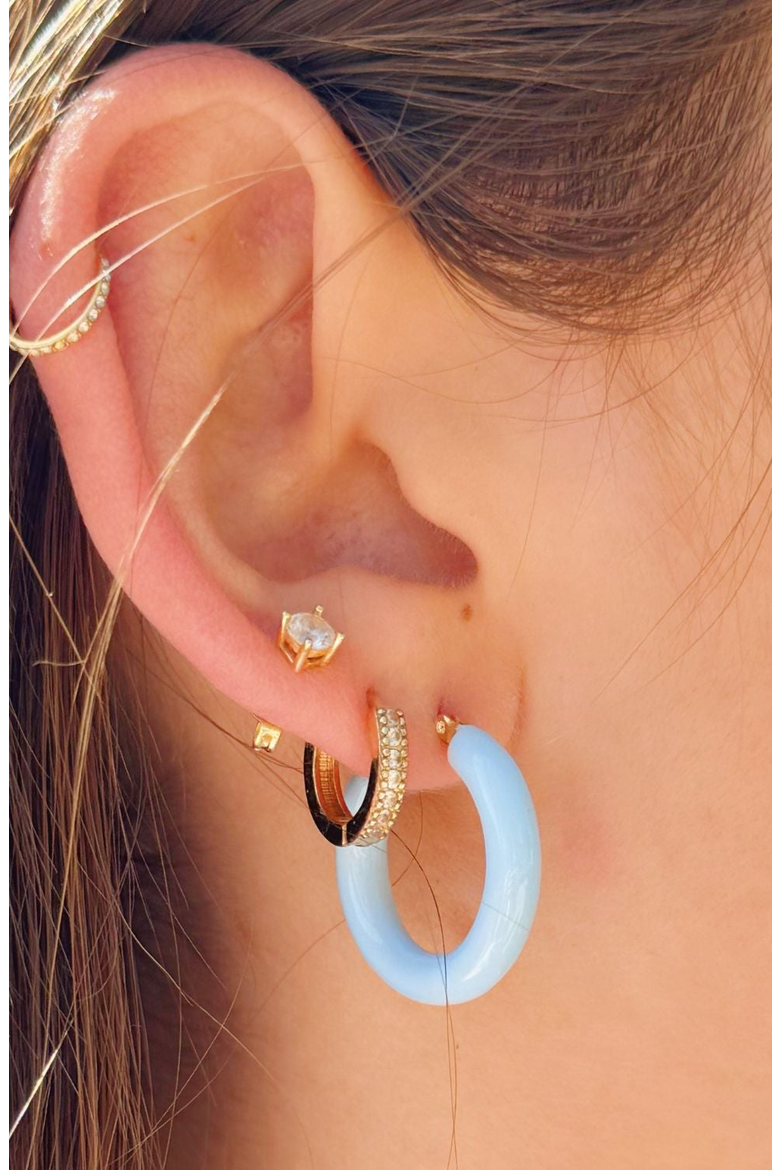 Sasha Enamel Hoop Earrings, Alternate, color, Blue