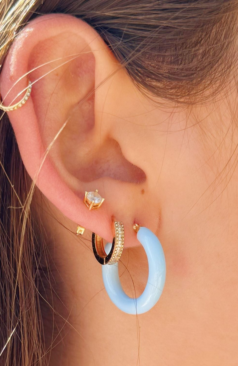 Little Sky Stone Sasha Enamel Hoop Earrings, Alternate, color, Blue
