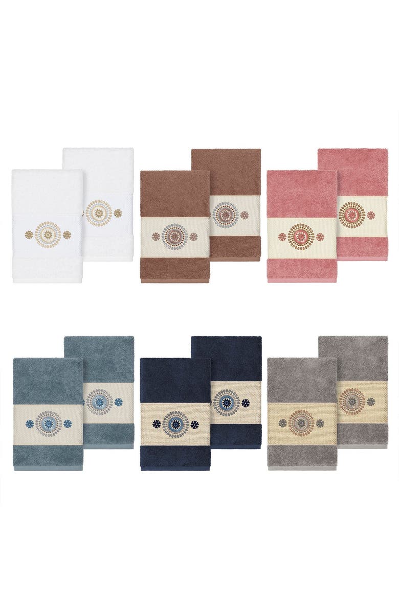 Linum Home Textiles Isabell Embellished Hand Towel - Set of 2 - White, Alternate, color, White