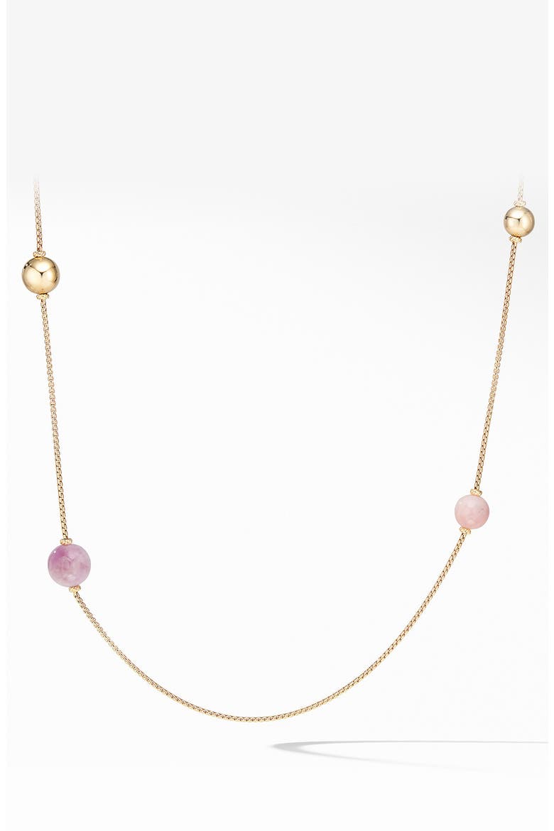 Solari XL Station Chain Necklace in 18K Yellow Gold with Kunzite, Morganite and Pink Opal, Main, color, GOLD/ KUNZITE