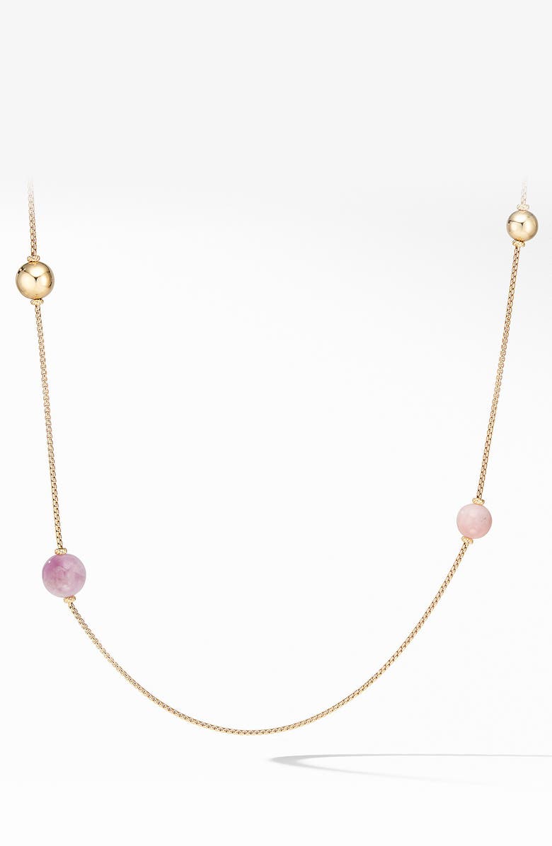 David Yurman Solari XL Station Chain Necklace in 18K Yellow Gold with Kunzite, Morganite and Pink Opal, Main, color, 