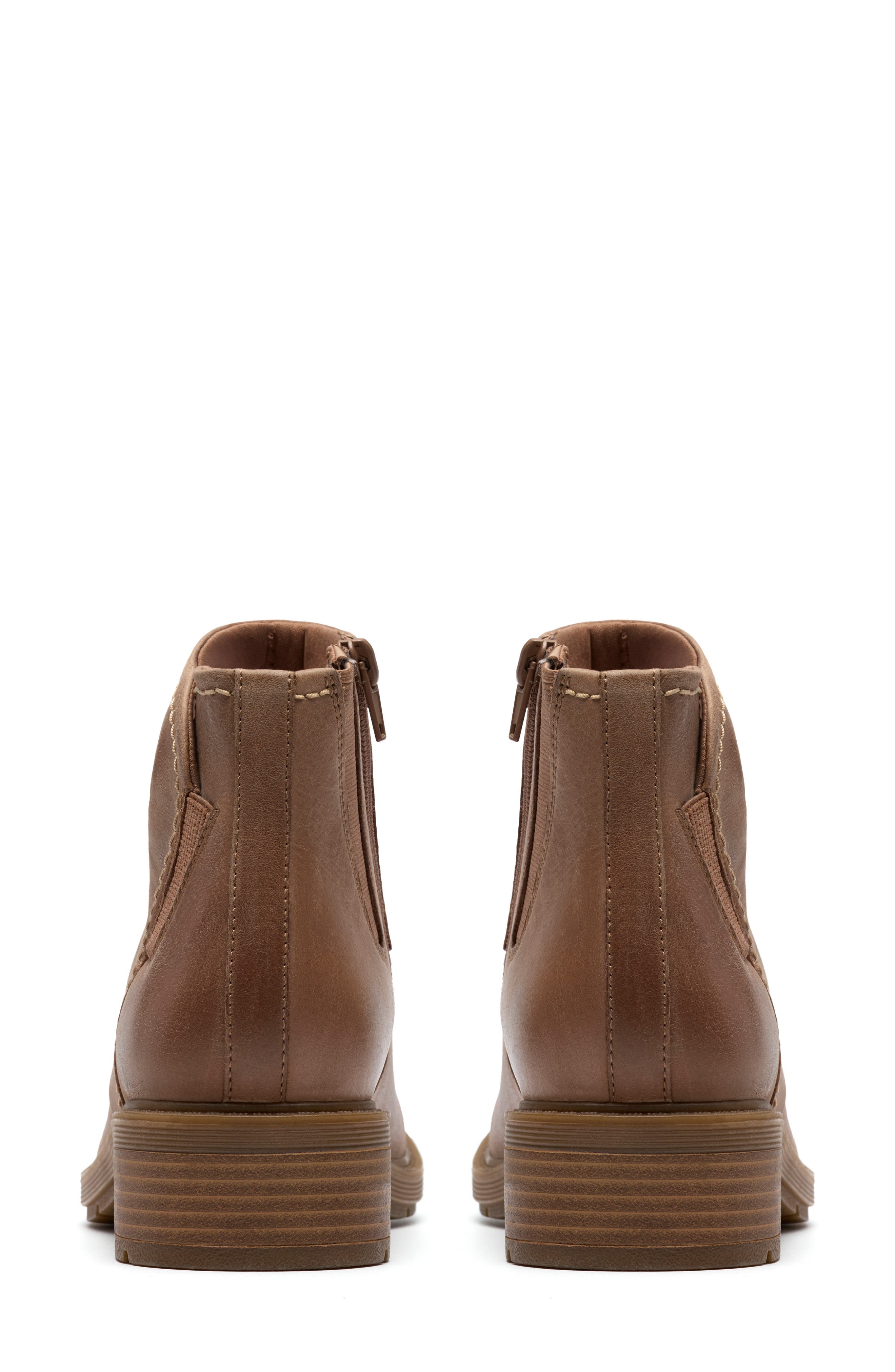 Clarks<sup>®</sup> Hearth Sofia Ankle Boot, Alternate, color, Dark Sand Leather