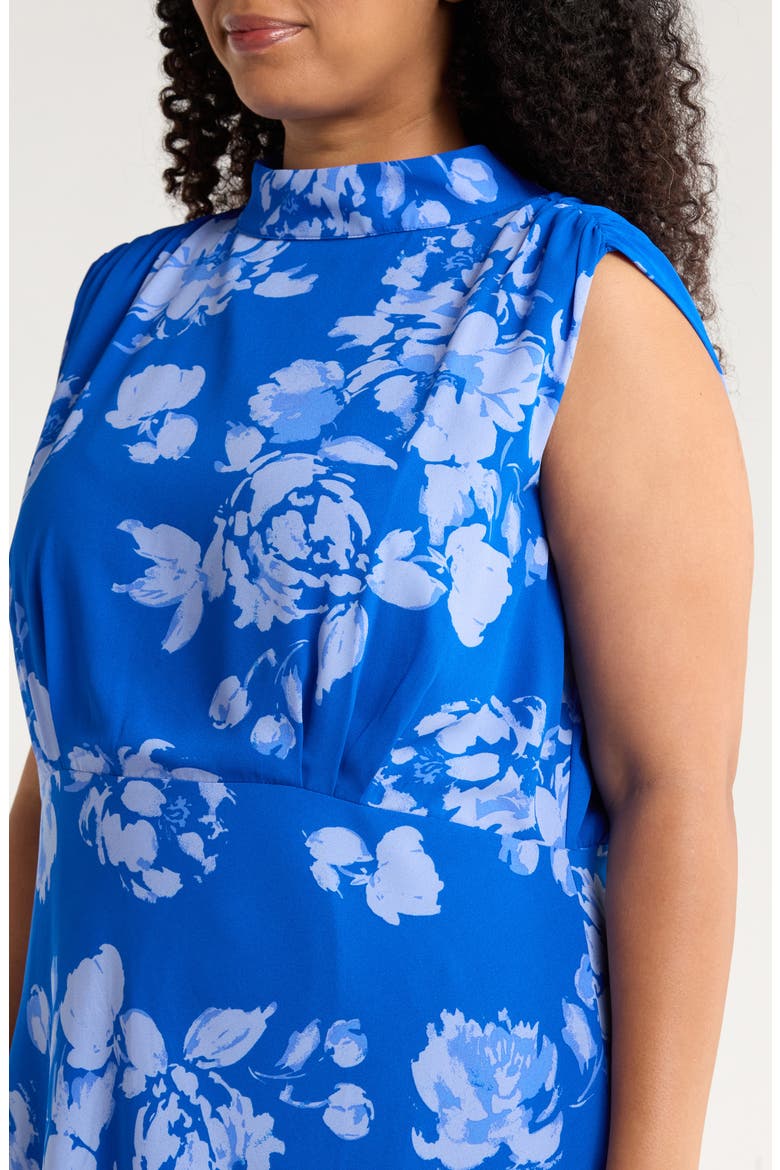 Lilith Floral Mock Neck Dress, Alternate, color, BLUES