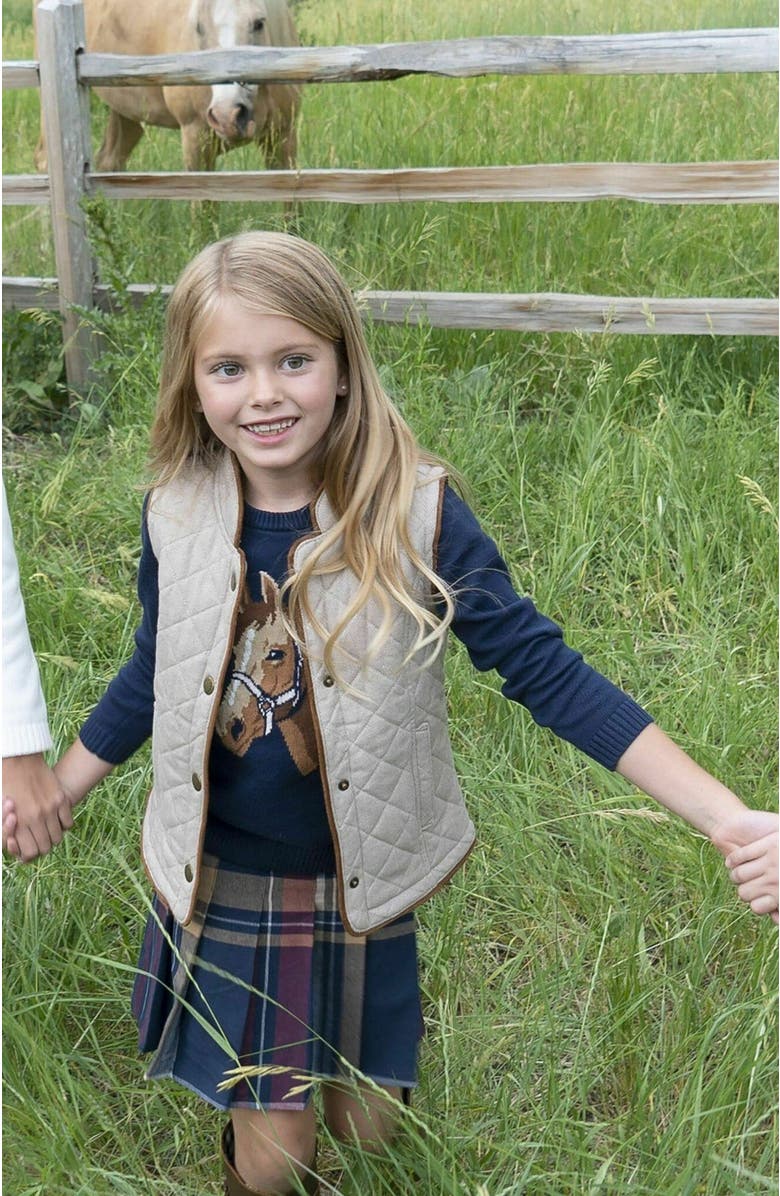 Hope & Henry Baby Girls' Organic Horse Intarsia Sweater, Infant, Alternate, color, Navy