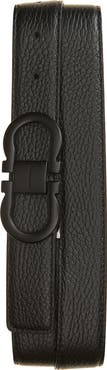 FERRAGAMO Double Gancio Reversible Leather Belt