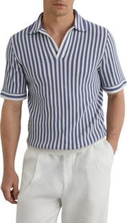 Reiss Alba Stripe Johnny Collar Polo
