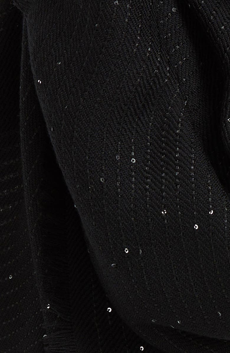 rag & bone Stella Sequin Virgin Wool Blend Square Scarf, Alternate, color, Black