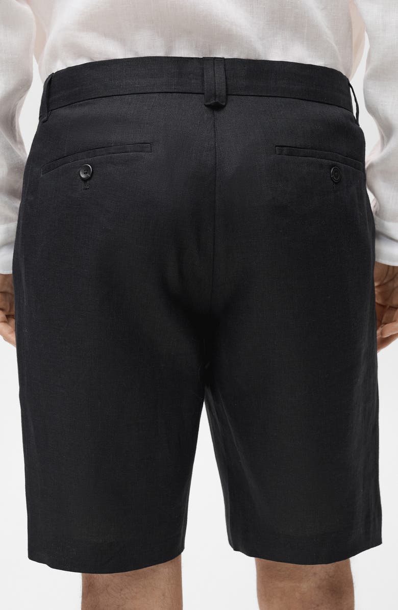 MANGO Slim Fit Flat Front Linen Bermuda Chino Shorts, Alternate, color, 