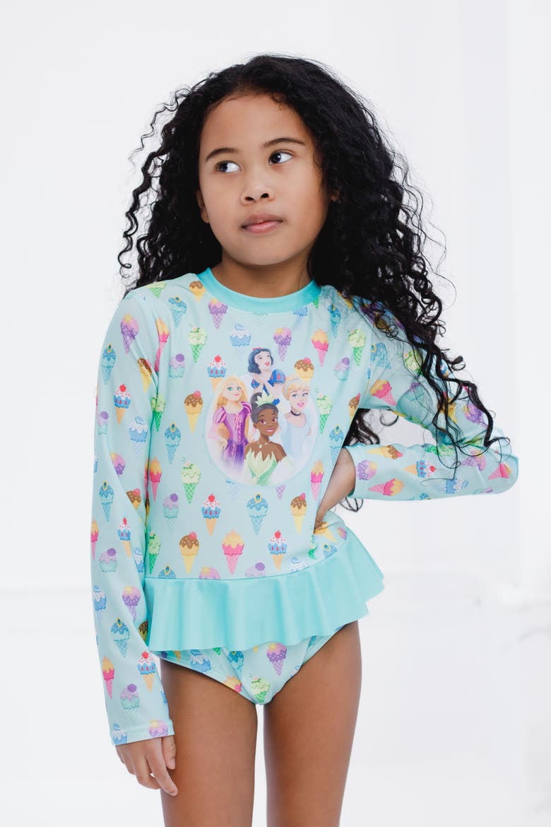 Princess One Piece Swimwear, Alternate, color, Princess Aqua Blue
