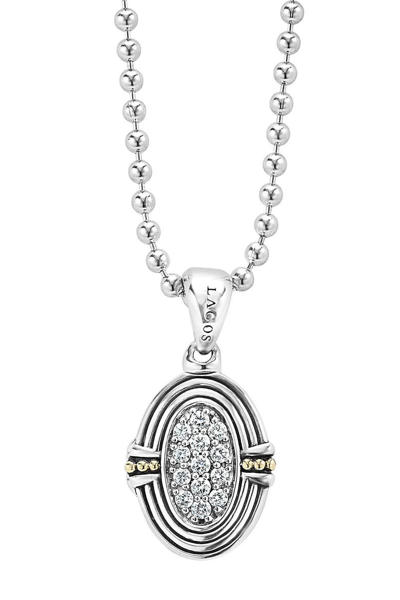 Beloved Diamond Oval Locket Necklace, Main, color, SILVER