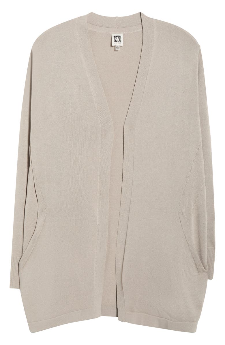 Anne Klein Kissing Front Pocket Cardigan, Alternate, color, Porcini